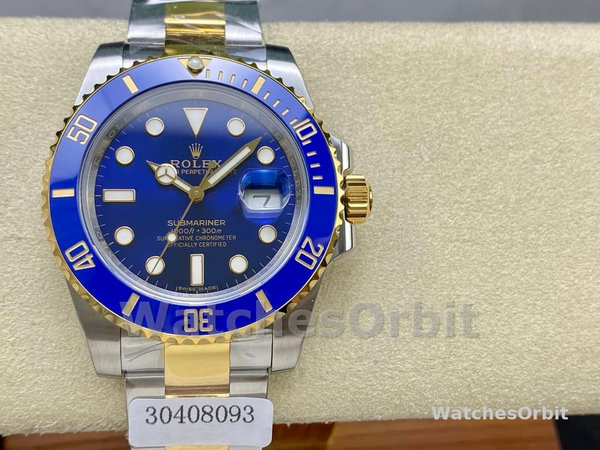 Replica Rolex Submariner Date 116613LB Two Tone Blue Dial 40mm Mens Watch