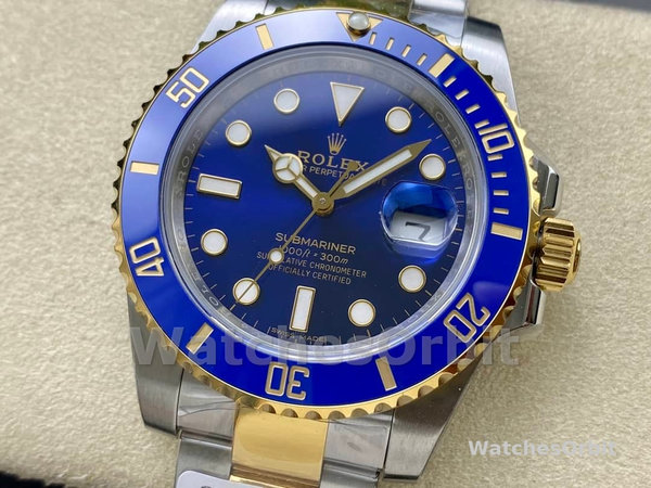 Replica Rolex Submariner Date 116613LB Two Tone Blue Dial 40mm Mens Watch
