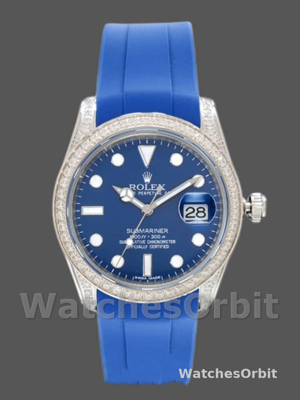 Rolex Submariner 116610 Blue Dial Blue Rubber strap 40mm Mens Replica Watch