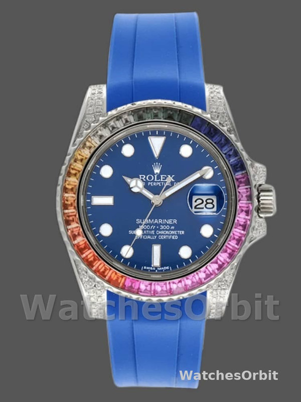 Rolex Submariner 116610 Blue Dial Blue Rubber strap 40mm Mens Replica Watch