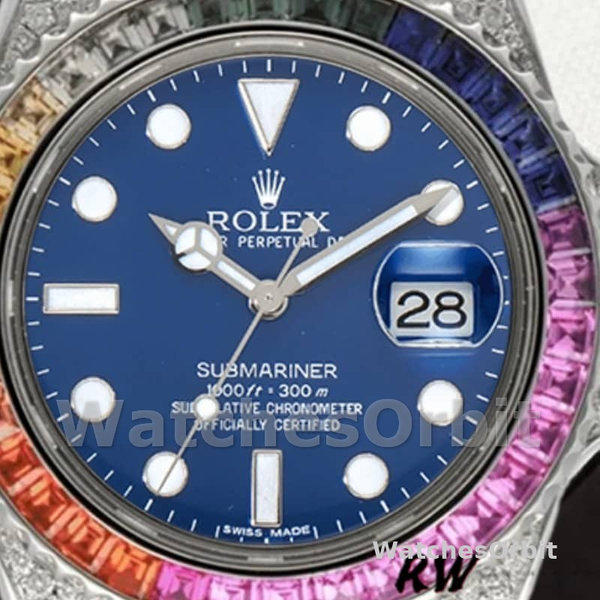 Rolex Submariner 116610 Blue Dial Blue Rubber strap 40mm Mens Replica Watch