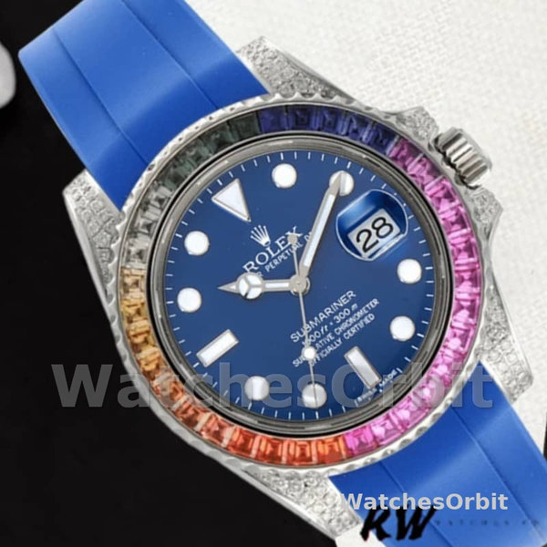Rolex Submariner 116610 Blue Dial Blue Rubber strap 40mm Mens Replica Watch