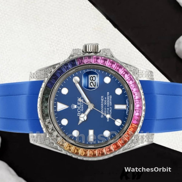 Rolex Submariner 116610 Blue Dial Blue Rubber strap 40mm Mens Replica Watch