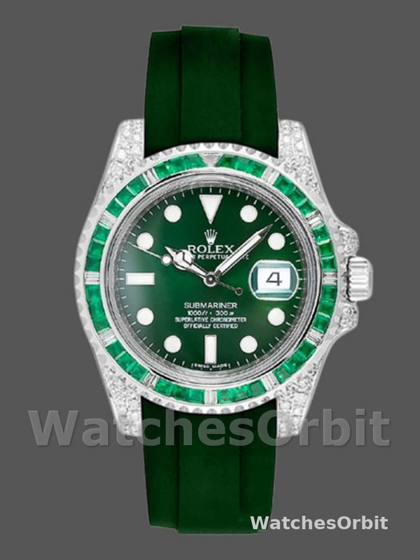 Rolex Submariner 116610 Green Dial Rubber strap 40mm Mens Replica Watch