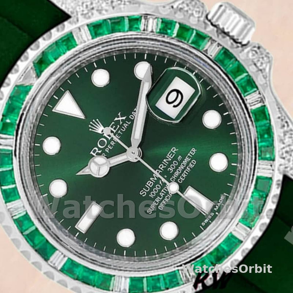 Rolex Submariner 116610 Green Dial Rubber strap 40mm Mens Replica Watch