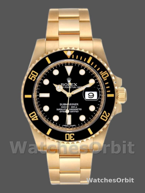Rolex Submariner 116618 Yellow Gold Black Dial 40mm Mens Replica Watch