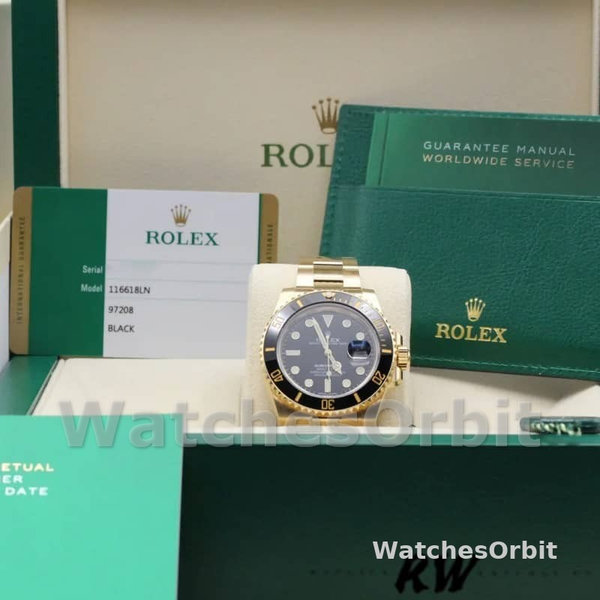 Rolex Submariner 116618 Yellow Gold Black Dial 40mm Mens Replica Watch