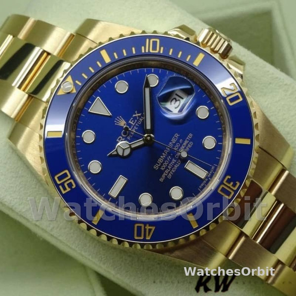 Rolex Submariner 116618 Yellow Gold Blue Dial 40mm Mens Replica Watch