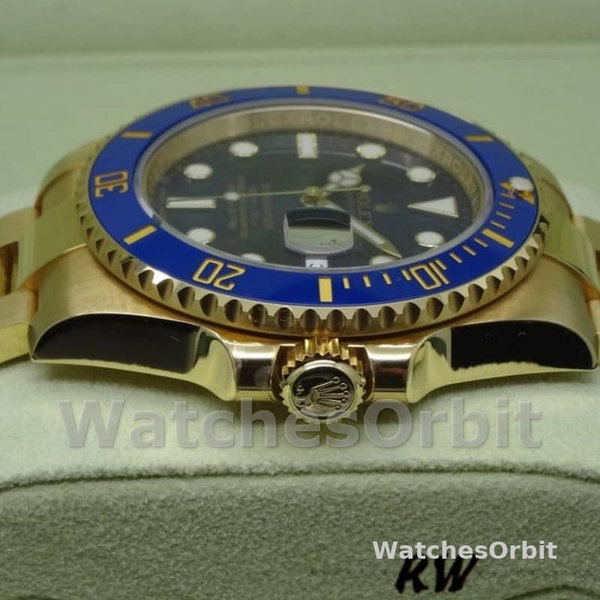 Rolex Submariner 116618 Yellow Gold Blue Dial 40mm Mens Replica Watch