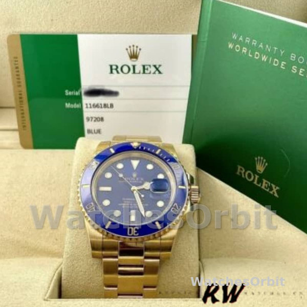 Rolex Submariner 116618 Yellow Gold Blue Dial 40mm Mens Replica Watch