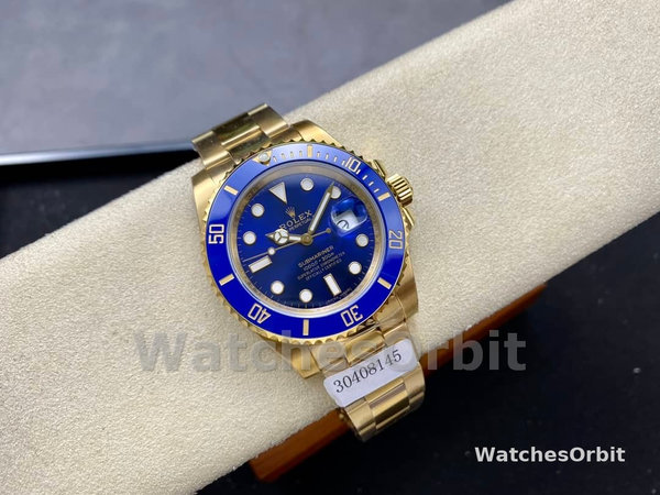 Rolex Submariner 116618 Yellow Gold Blue Dial 40mm Mens Replica Watch