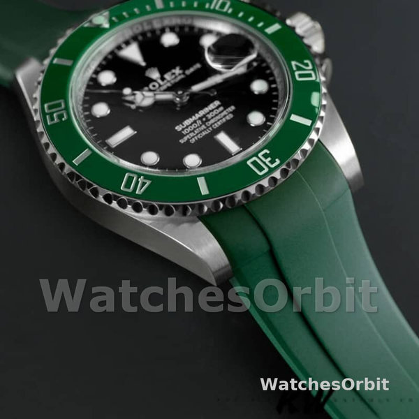 Rolex Submariner 126610LV Green Rubber Strap Black Dial 41mm Mens Replica Watch
