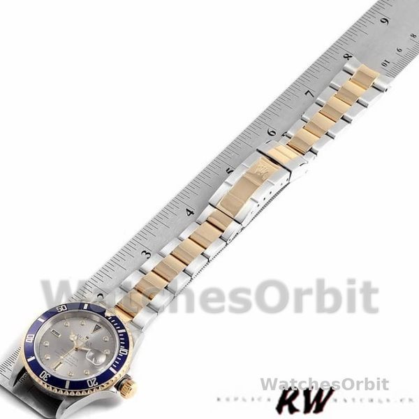 Rolex Submariner 16613 Steel Gold Diamond Sapphire Serti Dial 40mm Mens Replica Watch