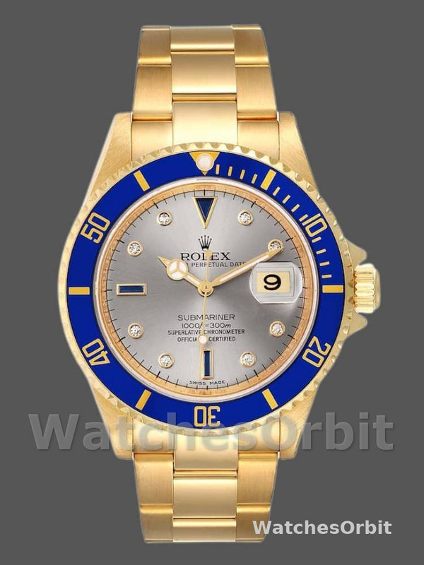 Rolex Submariner 16618 Serti Dial Blue Bezel 40mm Mens Replica Watch