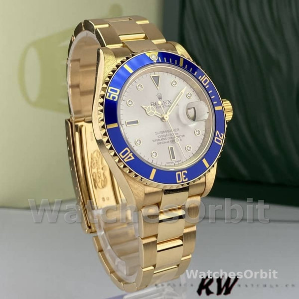 Rolex Submariner 16618 Serti Dial Blue Bezel 40mm Mens Replica Watch