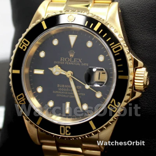Rolex Submariner 16618 Yellow Gold Black Dial 40mm Mens Replica Watch