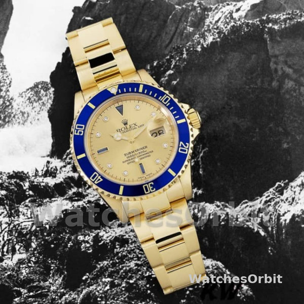 Rolex Submariner 16618 Yellow Gold Champagne Dial 40mm Mens Replica Watch