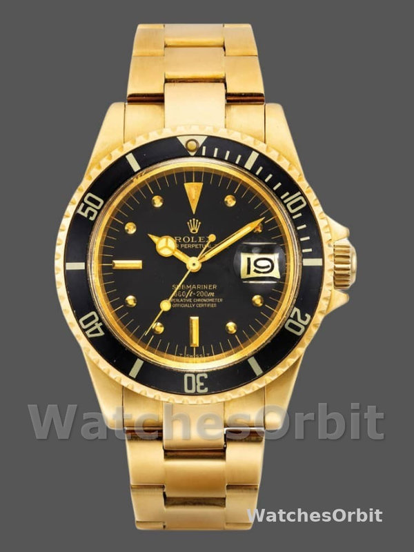 Rolex Submariner 1680/8 Black dial Yellow Gold 40mm Mens Replica Watch