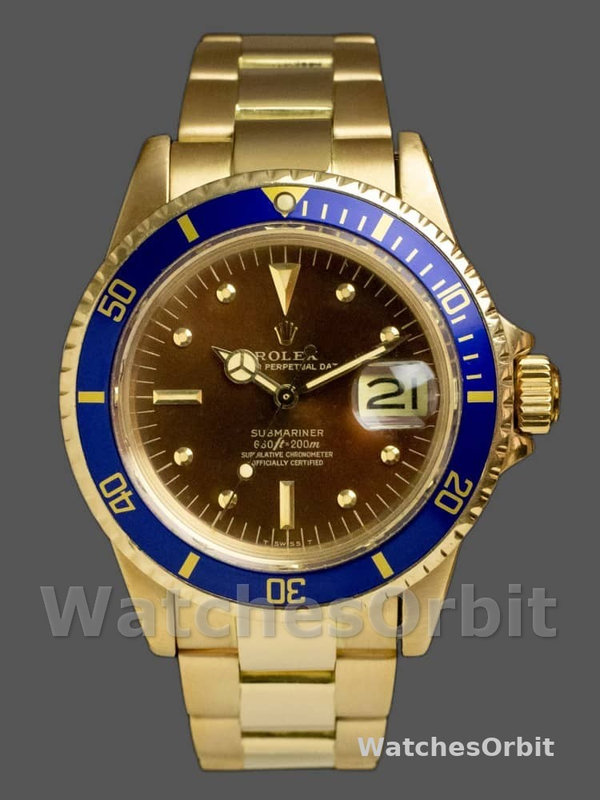 Rolex Submariner 1680/8 Tropical Dial yellow gold 40mm Mens Replica Watch