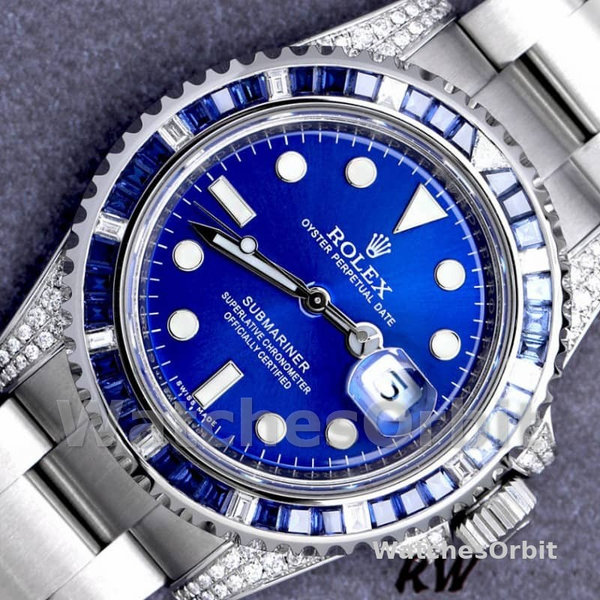 Rolex Submariner Date 116610LN Custom Diamond Stainless Steel Blue Dial 40MM Mens Replica Watch