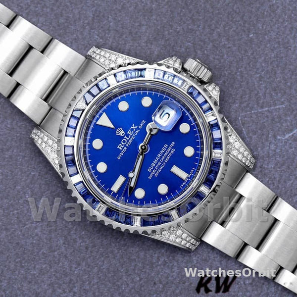 Rolex Submariner Date 116610LN Custom Diamond Stainless Steel Blue Dial 40MM Mens Replica Watch