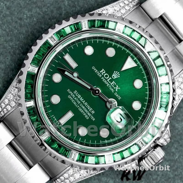 Rolex Submariner Date 116610LN Custom Diamond Stainless Steel Green Dial 40MM Mens Replica Watch