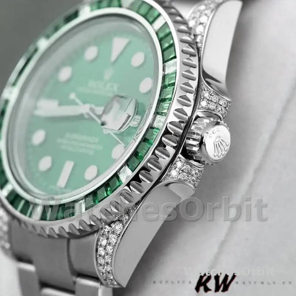Rolex Submariner Date 116610LN Custom Diamond Stainless Steel Green Dial 40MM Mens Replica Watch