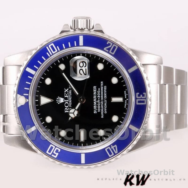 Rolex Submariner Date 16610 Blue Ceramic Black Dial 40mm Mens Replica Watch