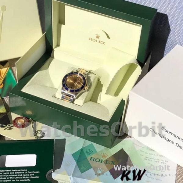 Rolex Submariner Date 16613 Champagne Serti Dial 40mm Mens Replica Watch