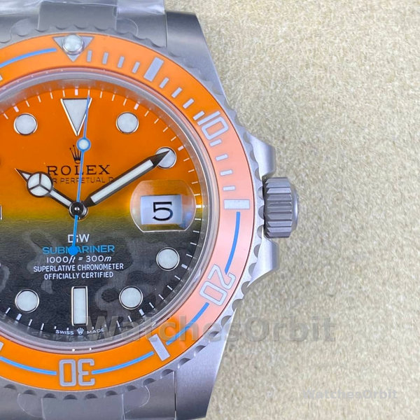 Rolex Submariner DIW Persimmon Orange Black Dial Ceramic Orange Bezel