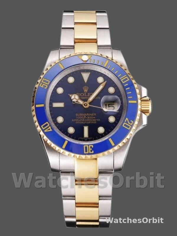 Rolex Submariner PR16233B Two Tone Blue Dial 41mm Mens Replica Watch