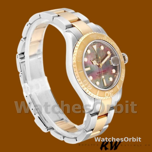 Rolex Yacht-Master 168623 Steel Yellow Gold Black MOP Dial 35MM Unisex Replica Watch