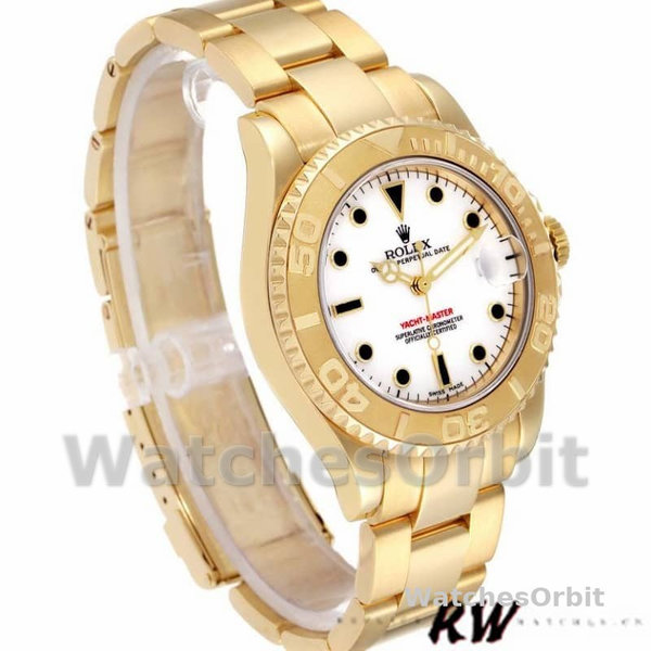 Rolex Yacht-Master 168628 White Dial Yellow Gold 35MM Unisex Replica Watch