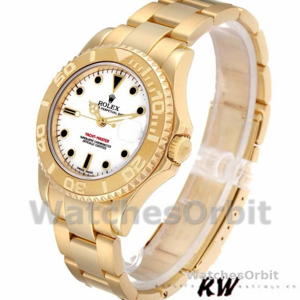 Rolex Yacht-Master 168628 White Dial Yellow Gold 35MM Unisex Replica Watch