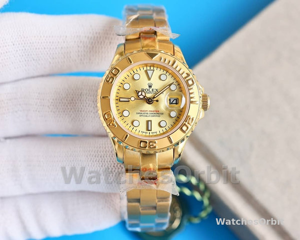 Rolex Yacht-Master 169628 Yellow Gold Champagne Dial 29mm Lady Replica Watch