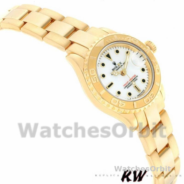 Rolex Yacht-Master 169628 Yellow Gold White Dial 29MM Lady Replica Watch