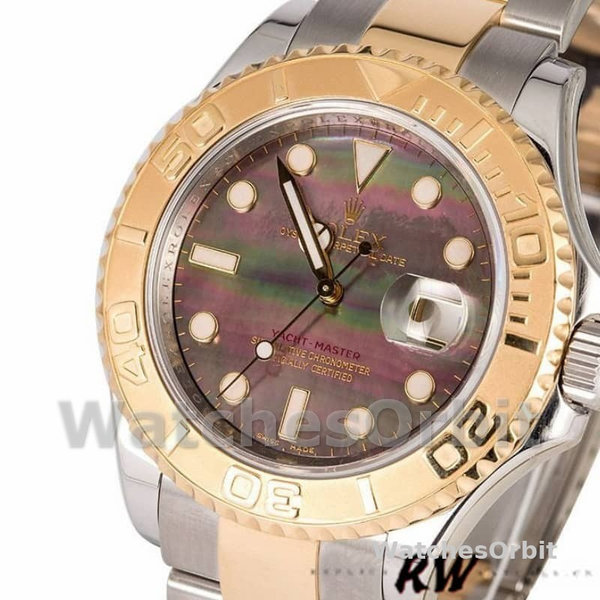 Rolex Yachtmaster 16623 Steel Yellow Gold Black MOP Dial 40MM Mens Replica Watch